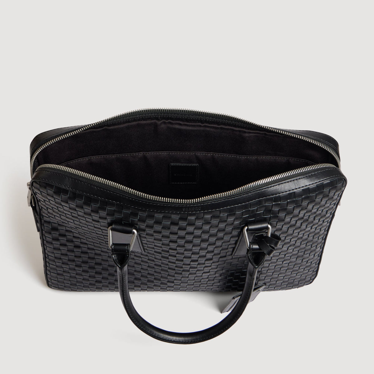 Downtown Woven Soft Woven leather briefcase Black
