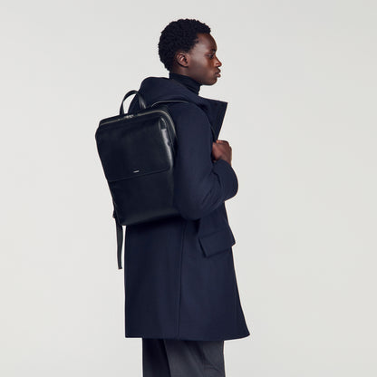 Backpack Vertical Regrain Reconstituted leather rucksack Black