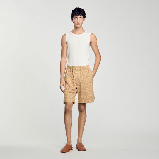 Cross Cotton Short Square Cross Jacquard Shorts Sand
