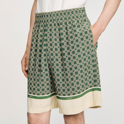 Fence Short Patterned Floaty Bermuda Shorts Super Green
