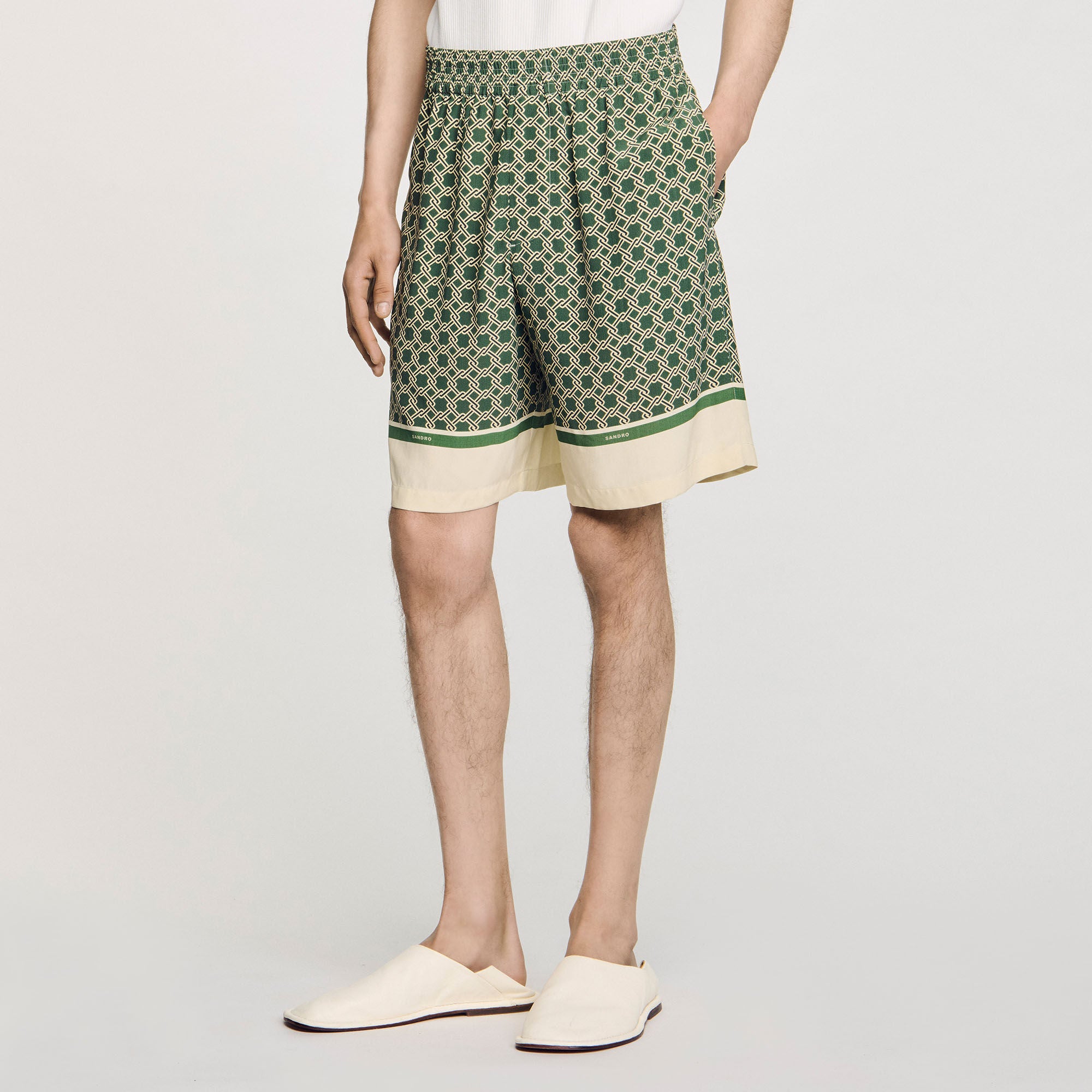 Fence Short Patterned Floaty Bermuda Shorts Super Green