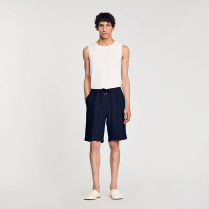 Short Jersey Pli Jersey Bermuda Shorts Navy Blue