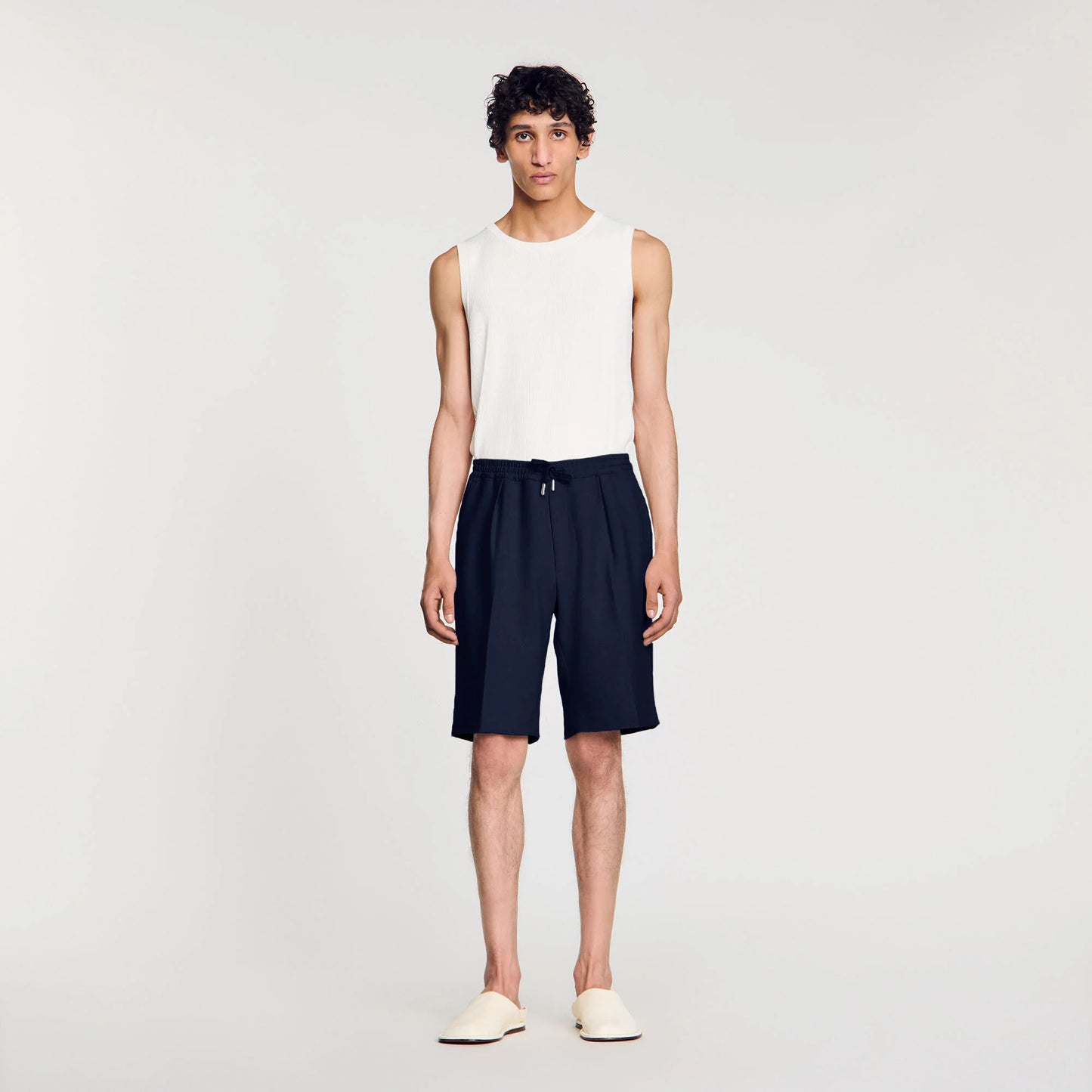 Short Jersey Pli Jersey Bermuda Shorts Navy Blue