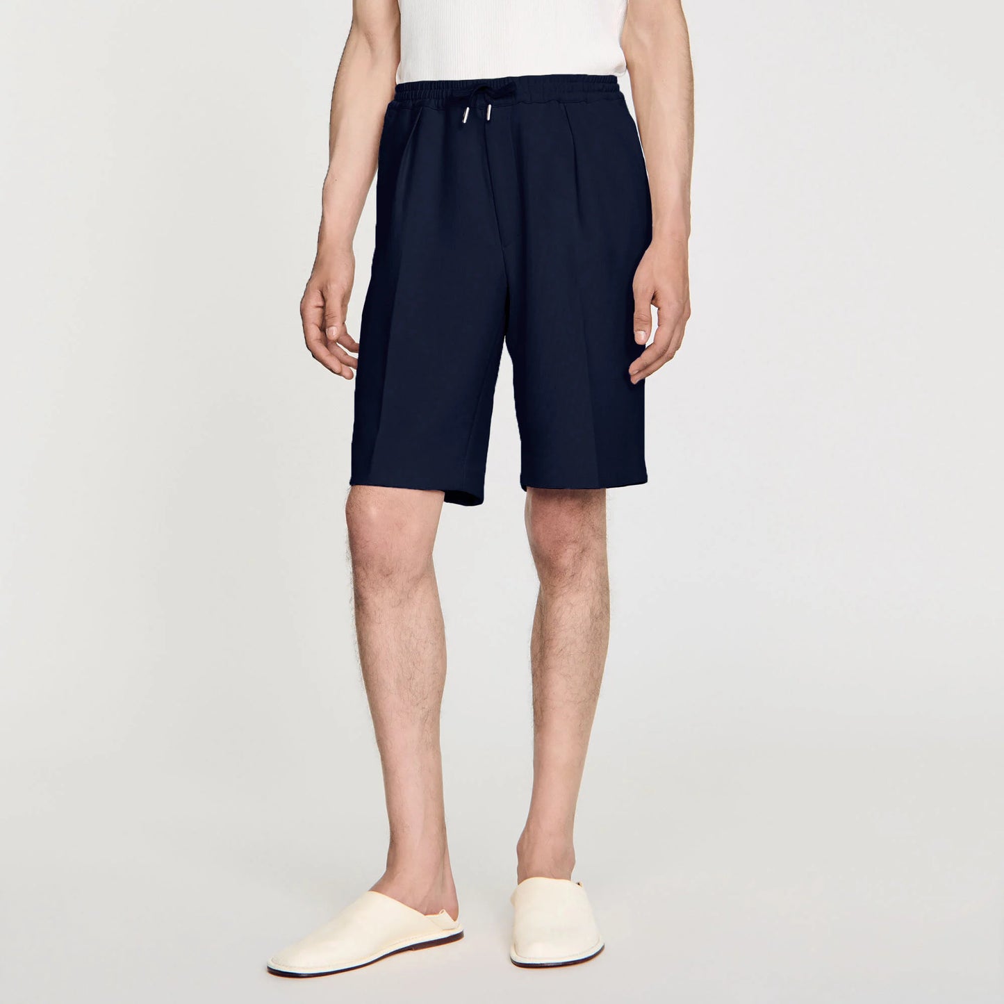 Short Jersey Pli Jersey Bermuda Shorts Navy Blue