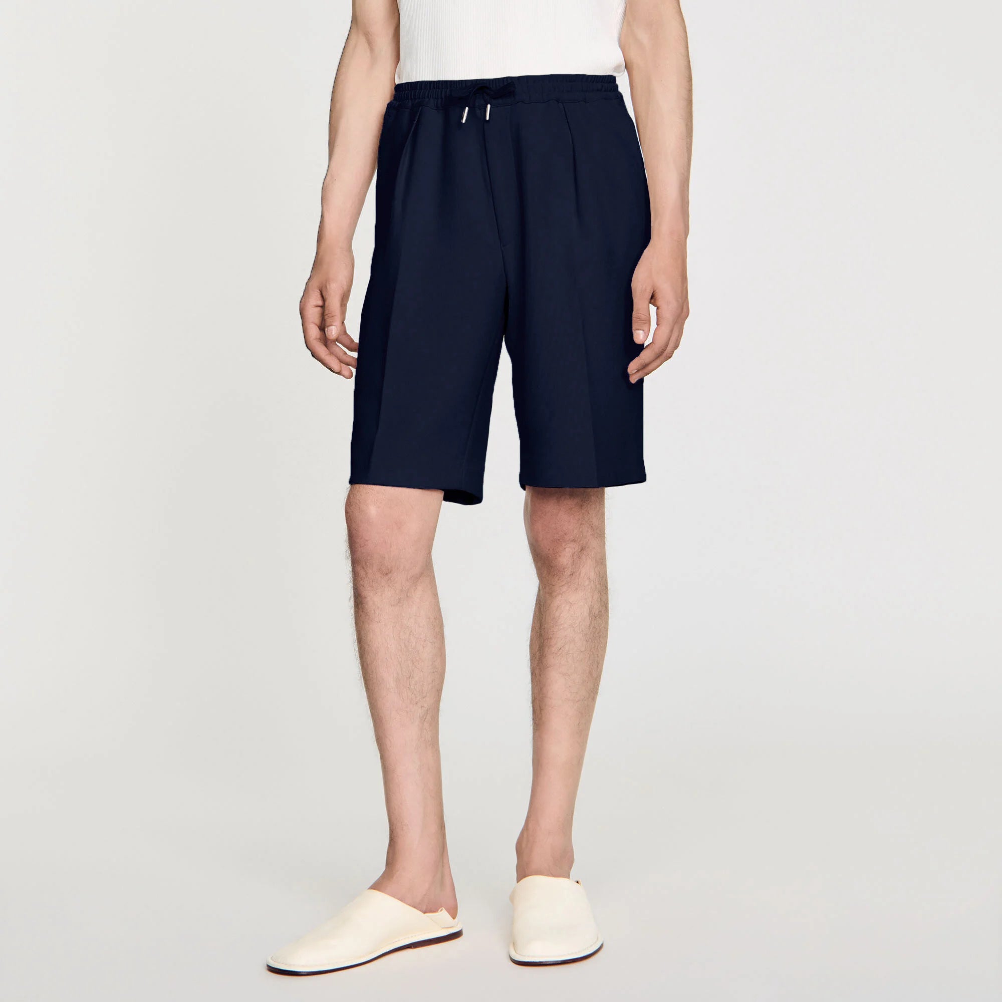 Short Jersey Pli Jersey Bermuda Shorts Navy Blue