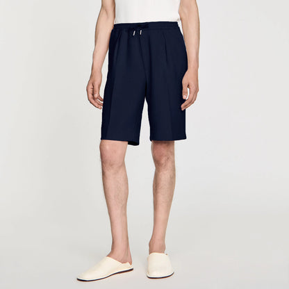 Short Jersey Pli Jersey Bermuda Shorts Navy Blue