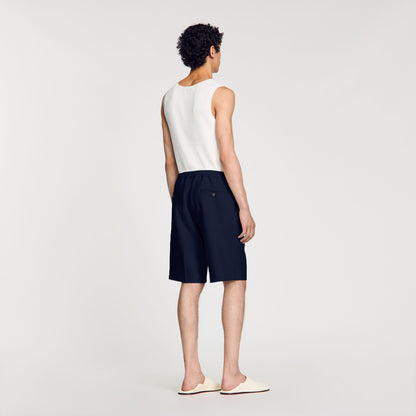 Short Jersey Pli Jersey Bermuda Shorts Navy Blue