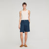 Square Cross Denim Shorts Navy Blue