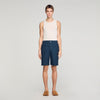 Square Cross Denim Shorts Navy Blue