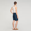 Square Cross Denim Shorts Navy Blue