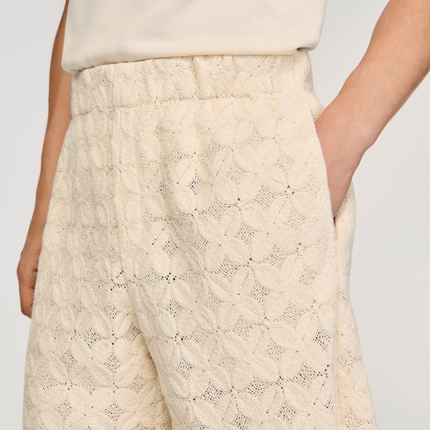 Flower Lace Short Broderie Anglaise Cotton Shorts Ecru