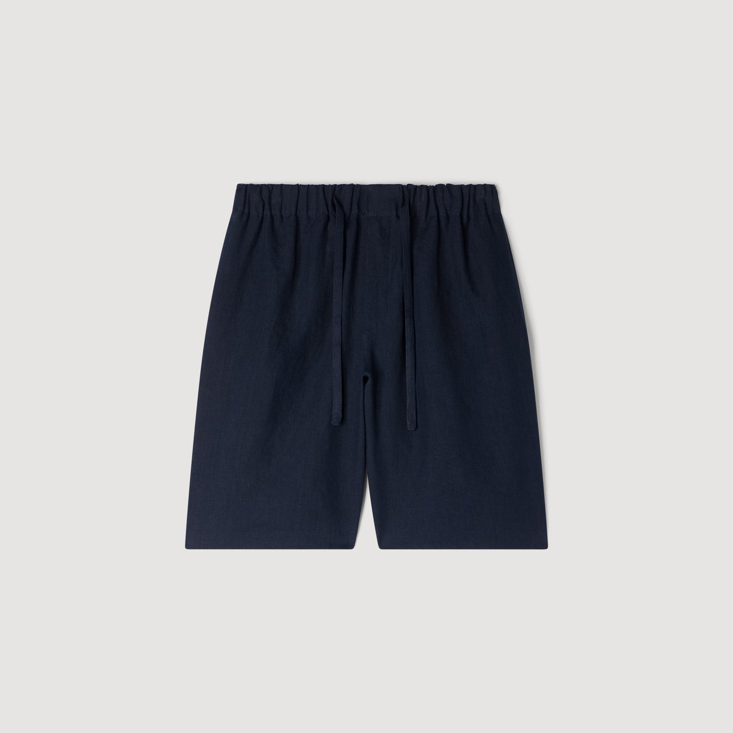 Linen Short Elastic Waist Linen Shorts Navy Blue