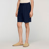 Linen Short Elastic Waist Linen Shorts Navy Blue
