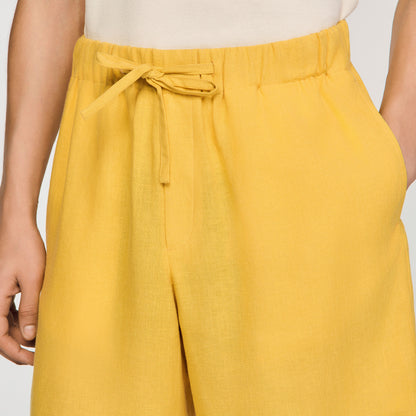 Linen Short Elastic Waist Linen Shorts Tangerine