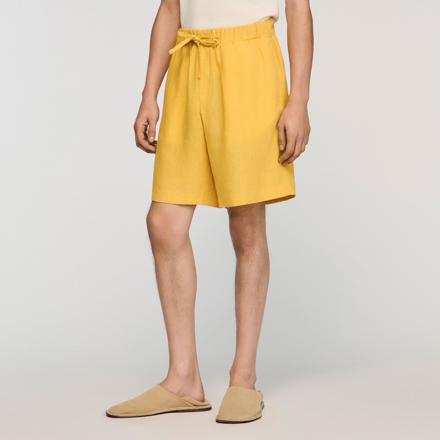 Linen Short Elastic Waist Linen Shorts Tangerine