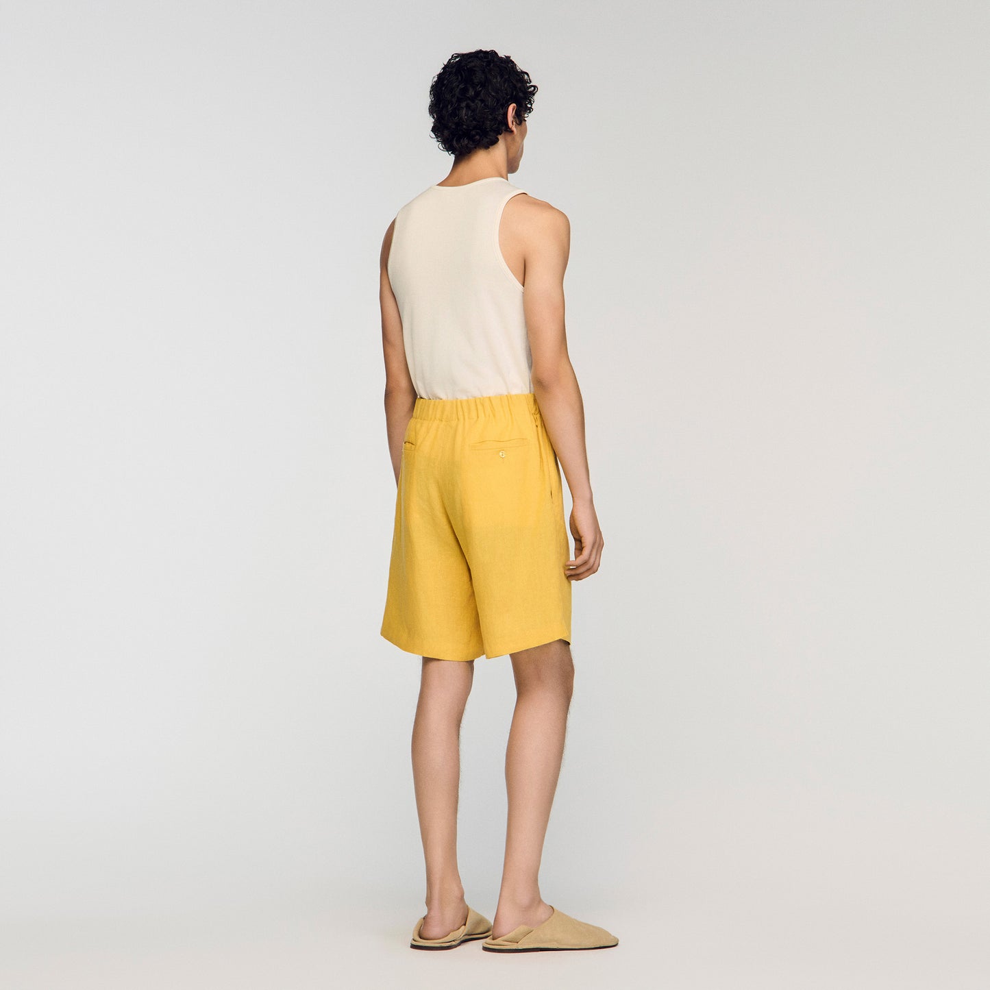 Linen Short Elastic Waist Linen Shorts Tangerine