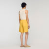 Linen Short Elastic Waist Linen Shorts Tangerine
