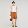 Linen Short Elastic Waist Linen Shorts Whisky