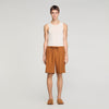 Linen Short Elastic Waist Linen Shorts Whisky