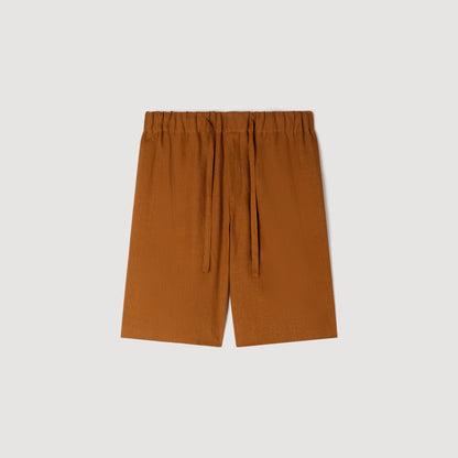 Linen Short Elastic Waist Linen Shorts Whisky
