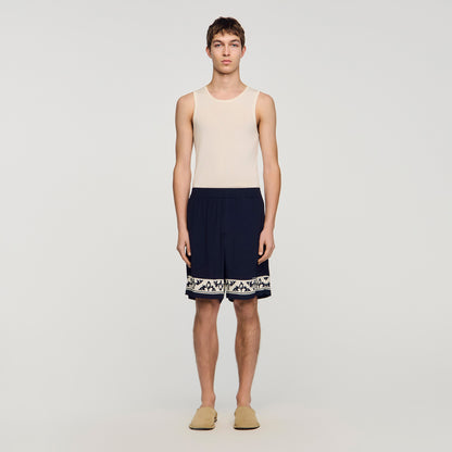 Amalfi Short Contrast Pattern Floaty Shorts Navy Blue