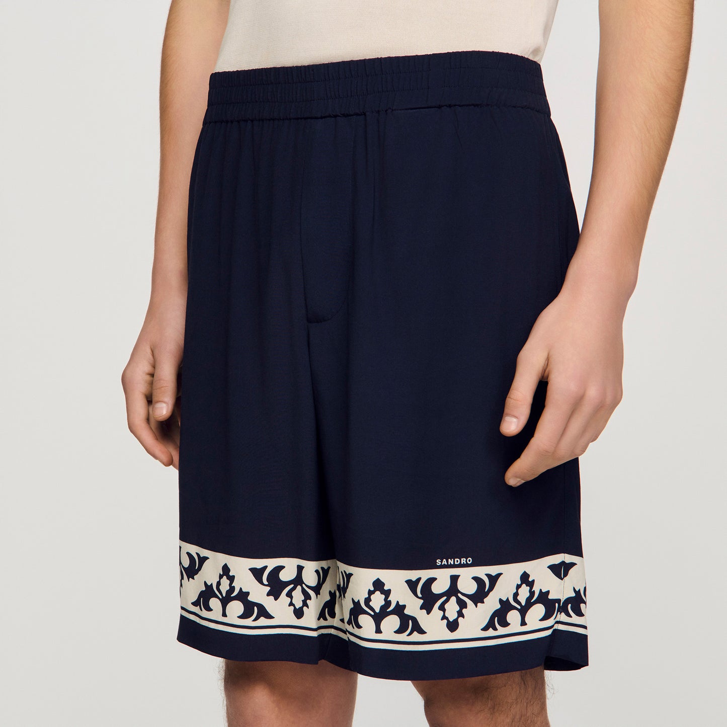 Amalfi Short Contrast Pattern Floaty Shorts Navy Blue