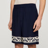 Amalfi Short Contrast Pattern Floaty Shorts Navy Blue