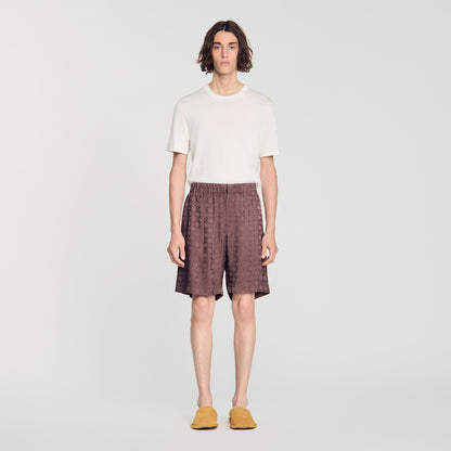 Jacquard Cross Short Square Cross patterned shorts Chocolate