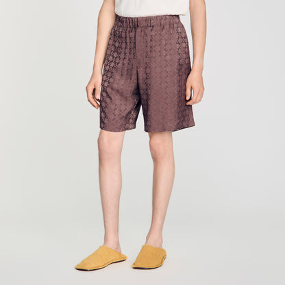 Jacquard Cross Short Square Cross patterned shorts Chocolate