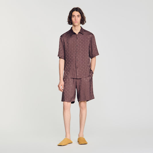 Jacquard Cross Short Square Cross patterned shorts Chocolate