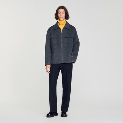 Betanew Zipped wool overshirt Heather Charcoal