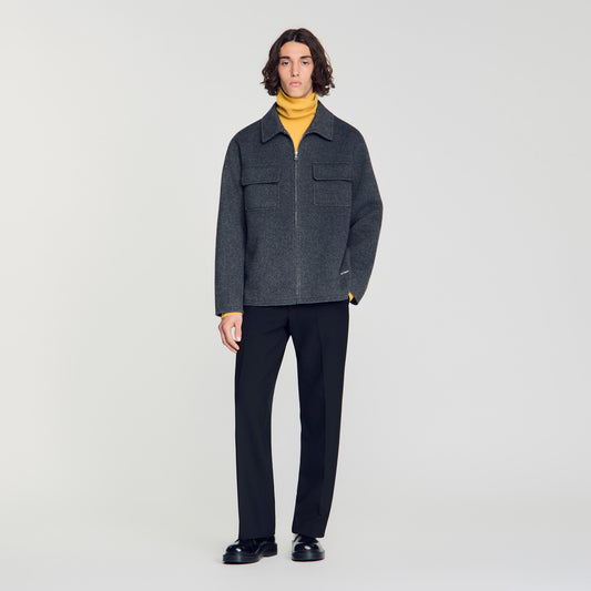 Betanew Zipped wool overshirt Heather Charcoal