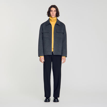 Betanew Zipped wool overshirt Heather Charcoal