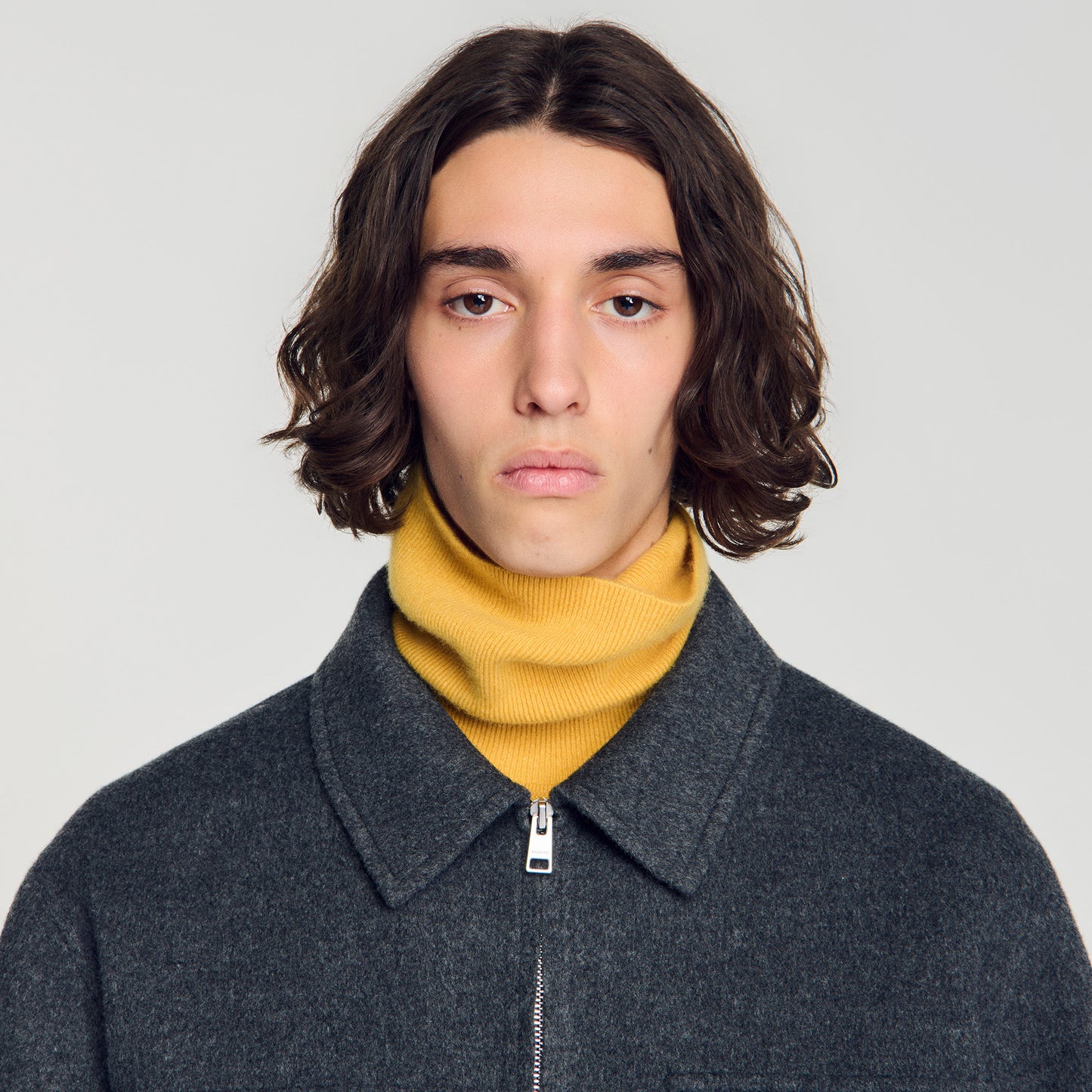 Betanew Zipped wool overshirt Heather Charcoal
