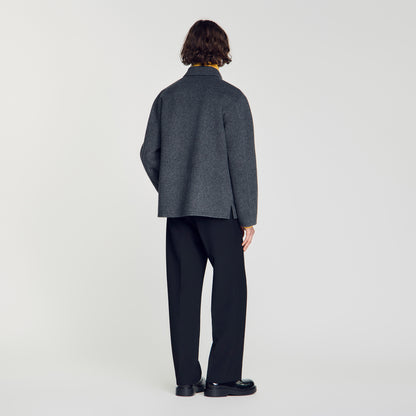Betanew Zipped wool overshirt Heather Charcoal