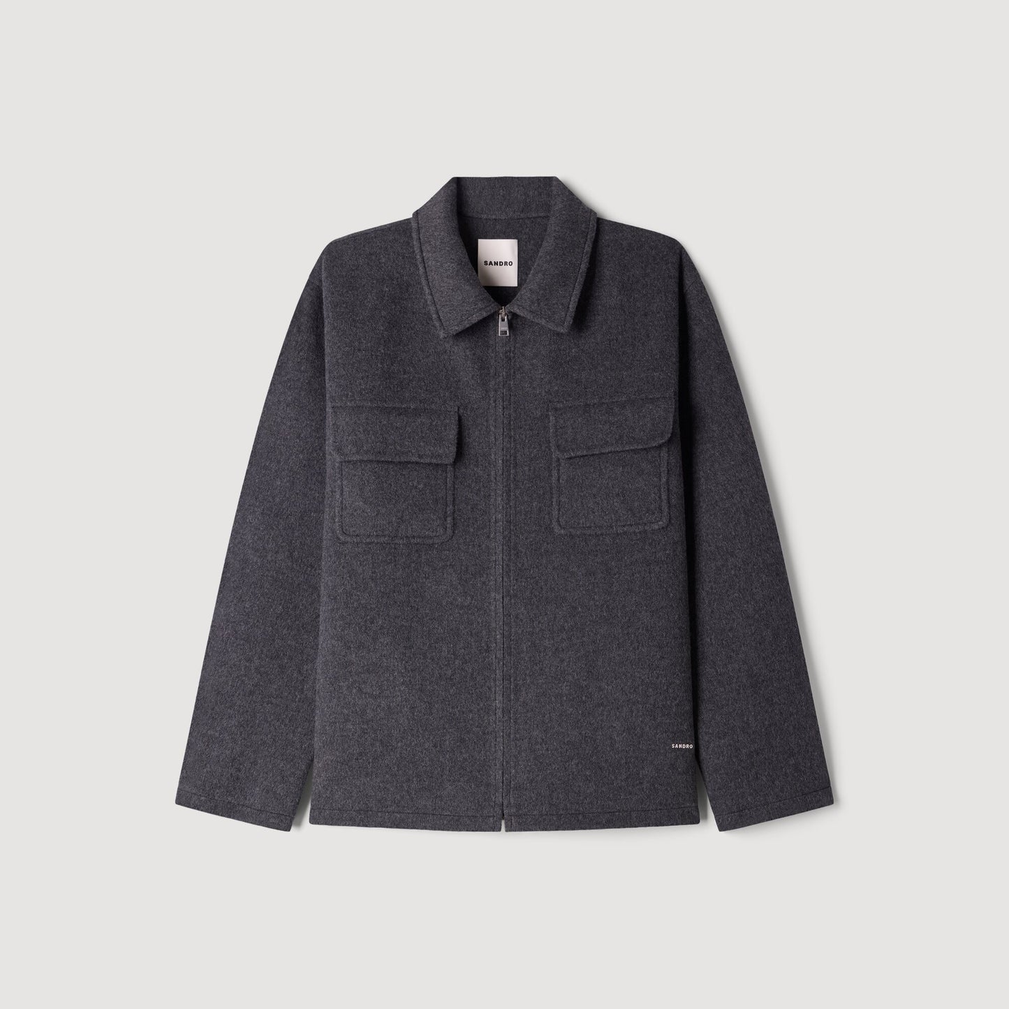 Betanew Zipped wool overshirt Heather Charcoal