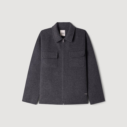 Betanew Zipped wool overshirt Heather Charcoal