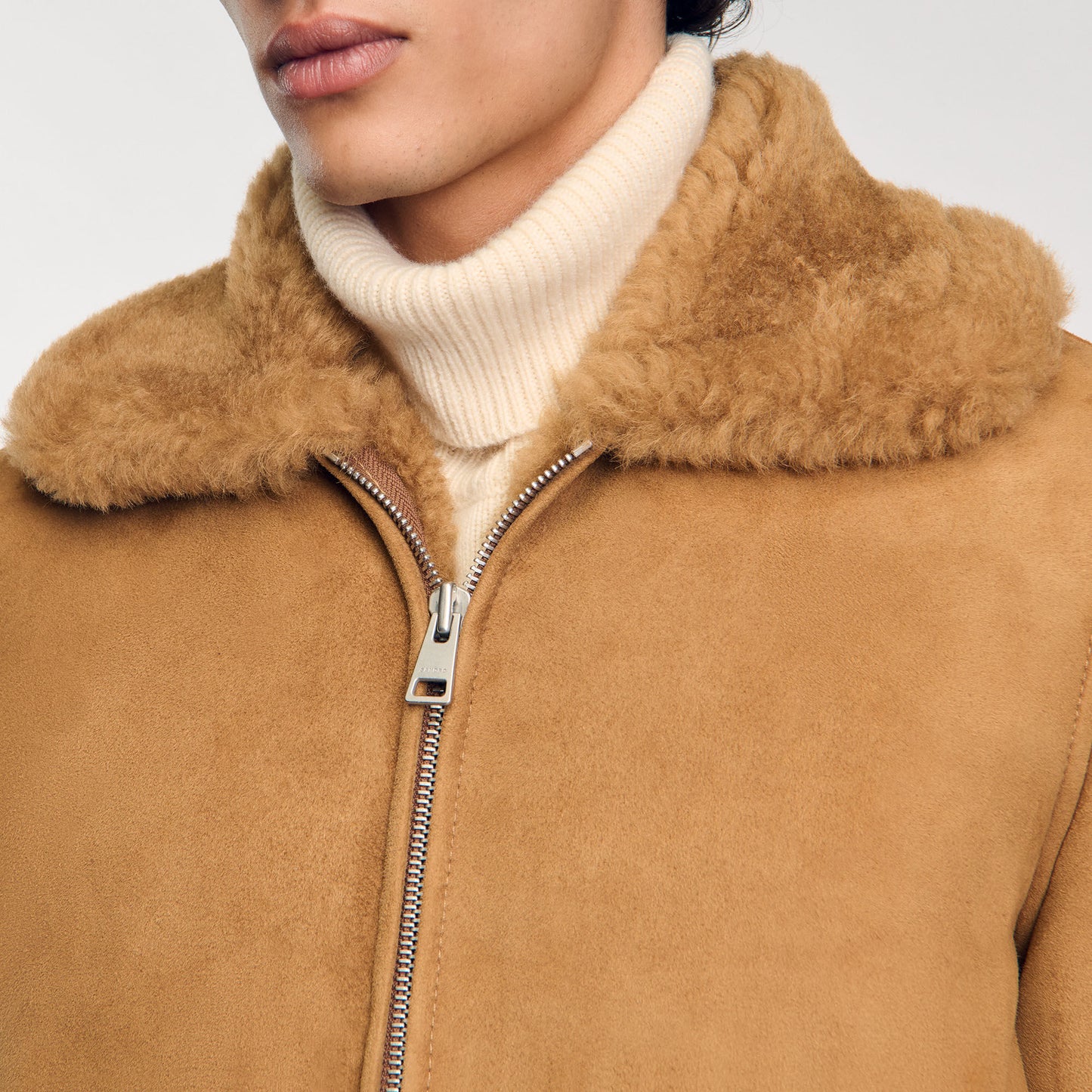 Shearling Leather Jacket Camel