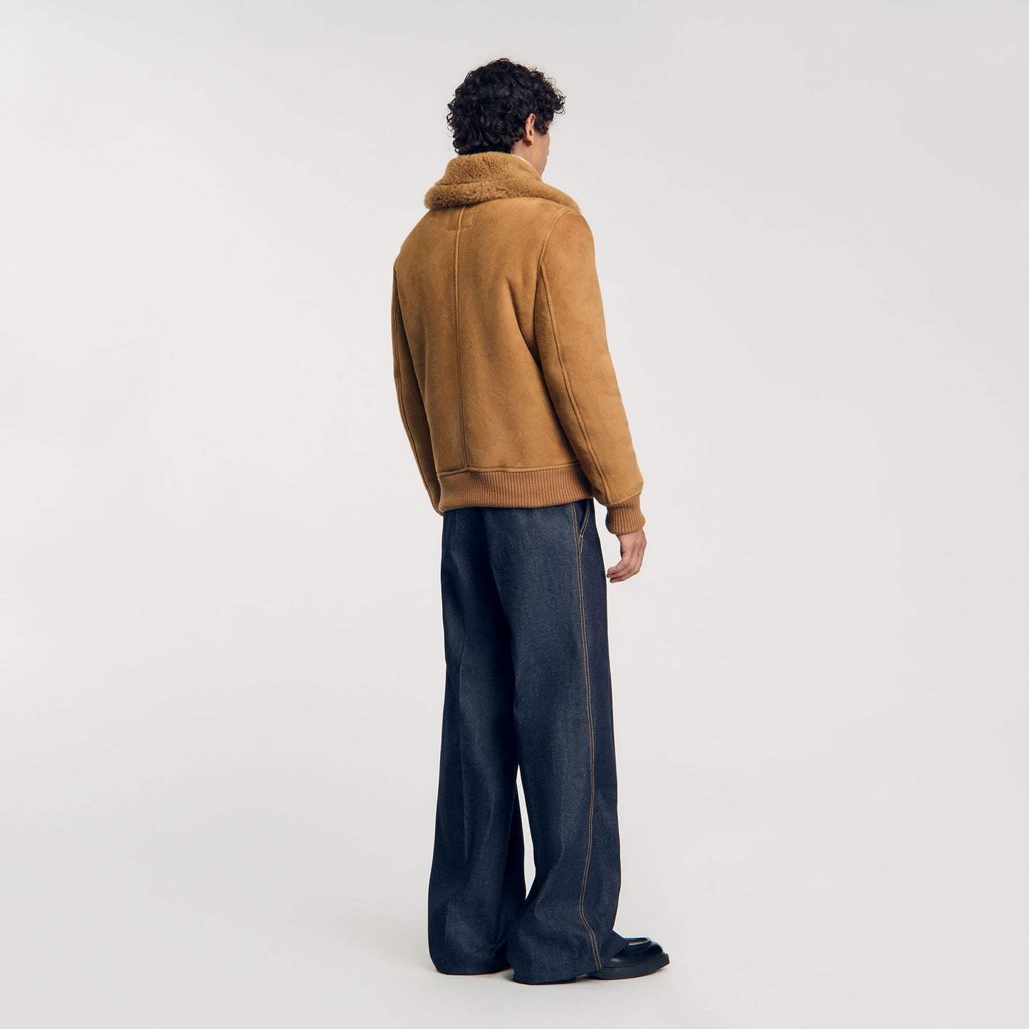 Shearling Leather Jacket Camel