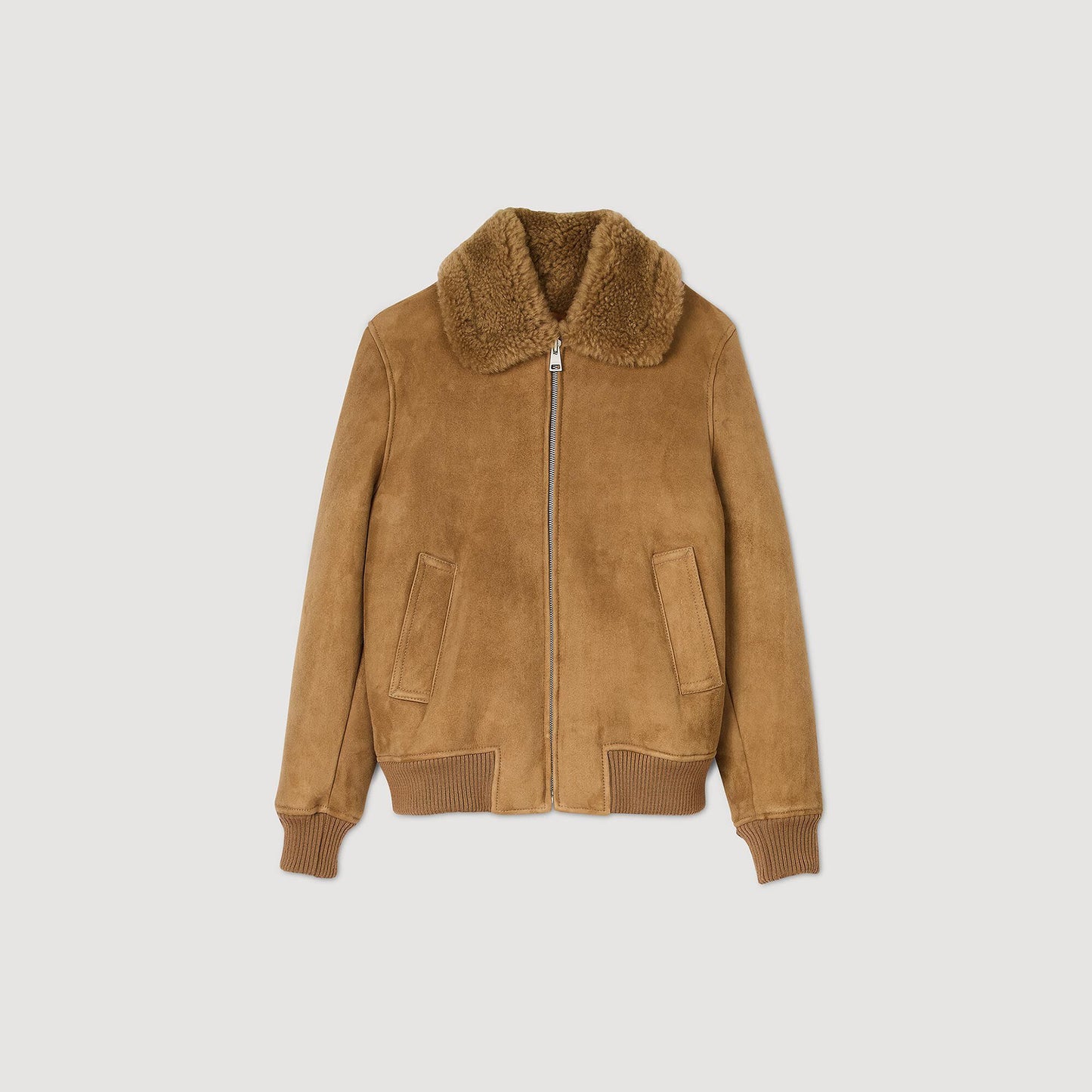 Shearling Leather Jacket Camel
