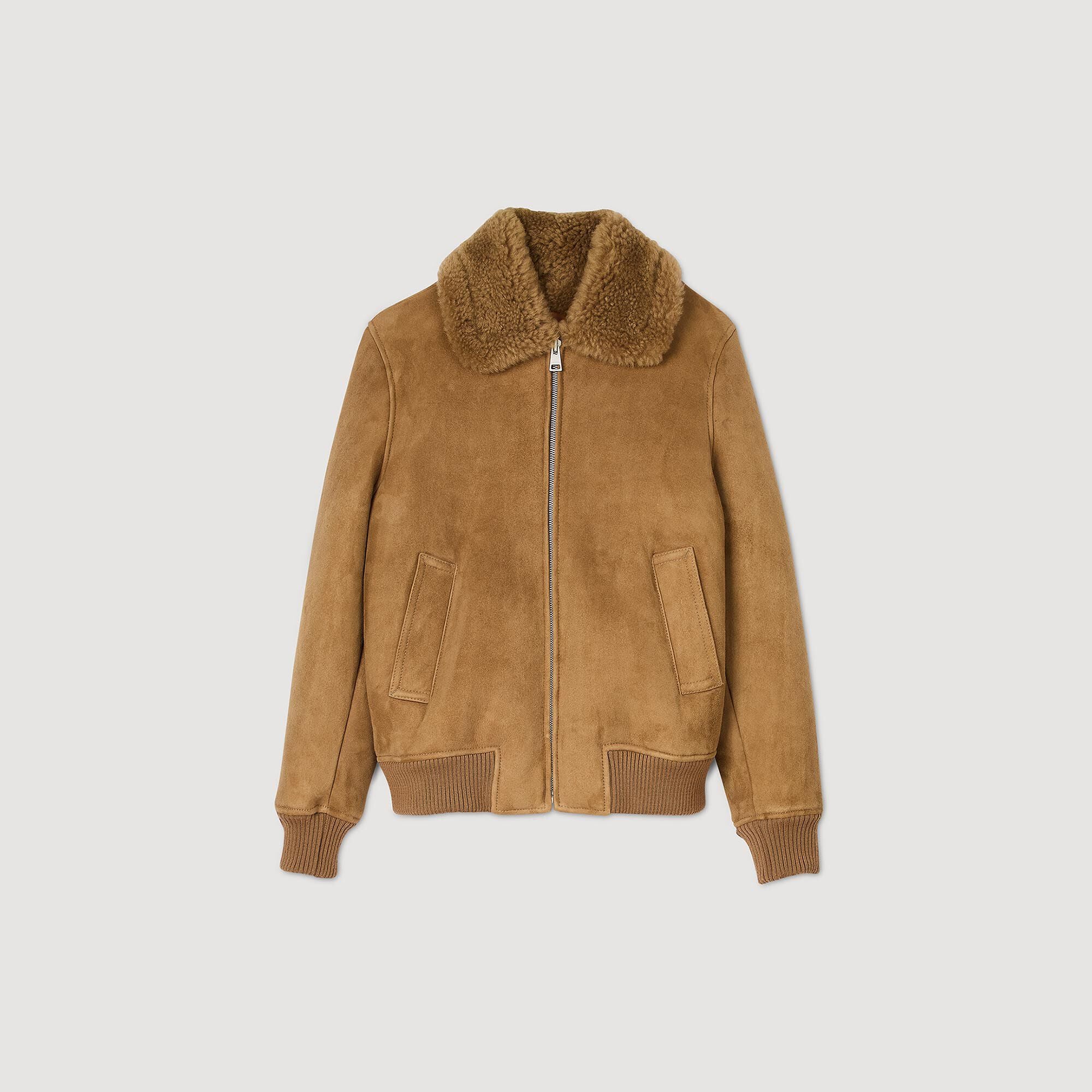 Shearling Leather Jacket Camel