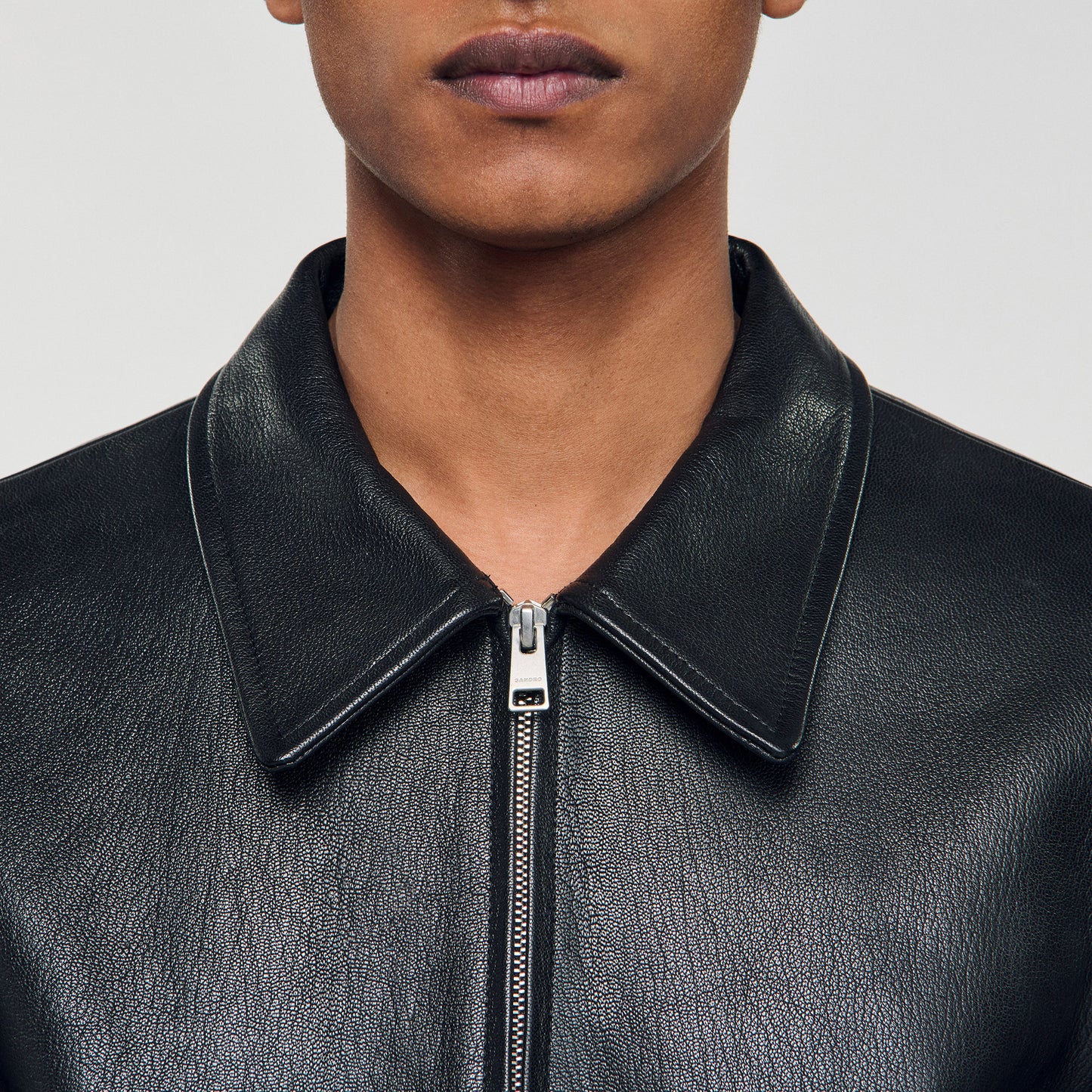 Zipper Goat Jacket Zip-Up Leather Jacket Black
