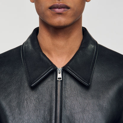 Zipper Goat Jacket Zip-Up Leather Jacket Black