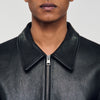Zipper Goat Jacket Zip-Up Leather Jacket Black
