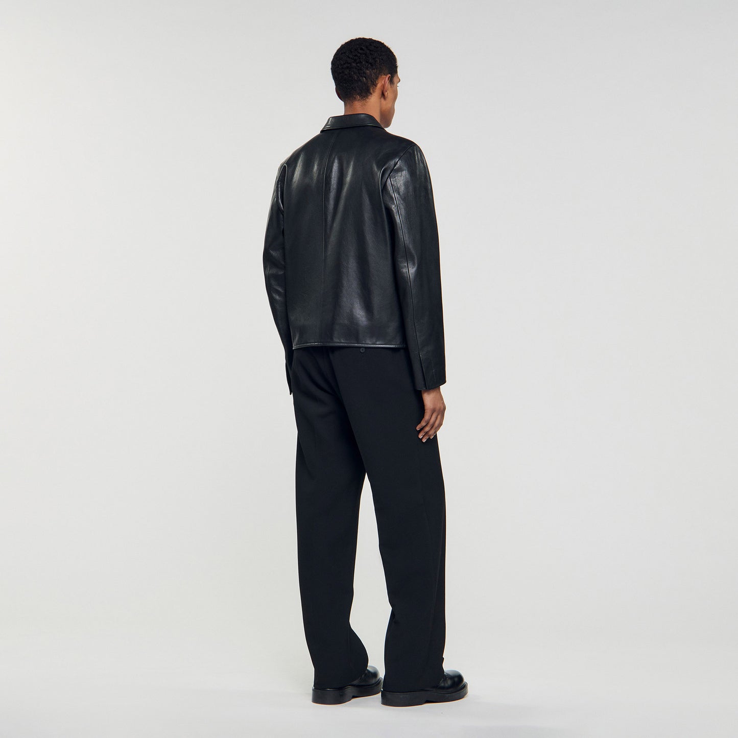 Zipper Goat Jacket Zip-Up Leather Jacket Black