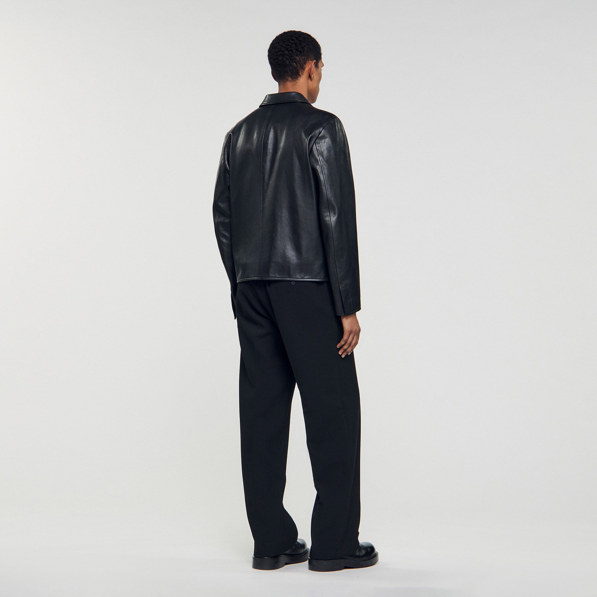 Zipper Goat Jacket Zip-Up Leather Jacket Black