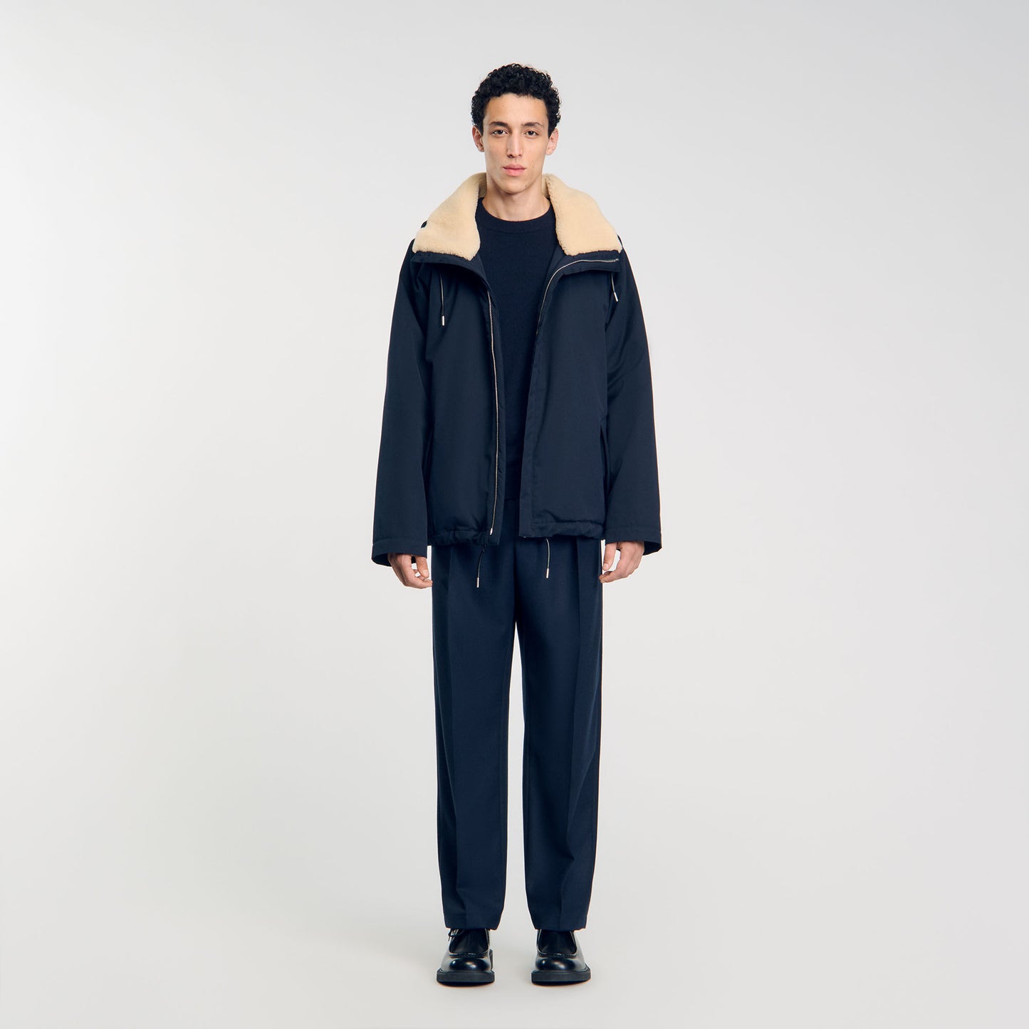 Quilted Cotton Parka Navy Blue