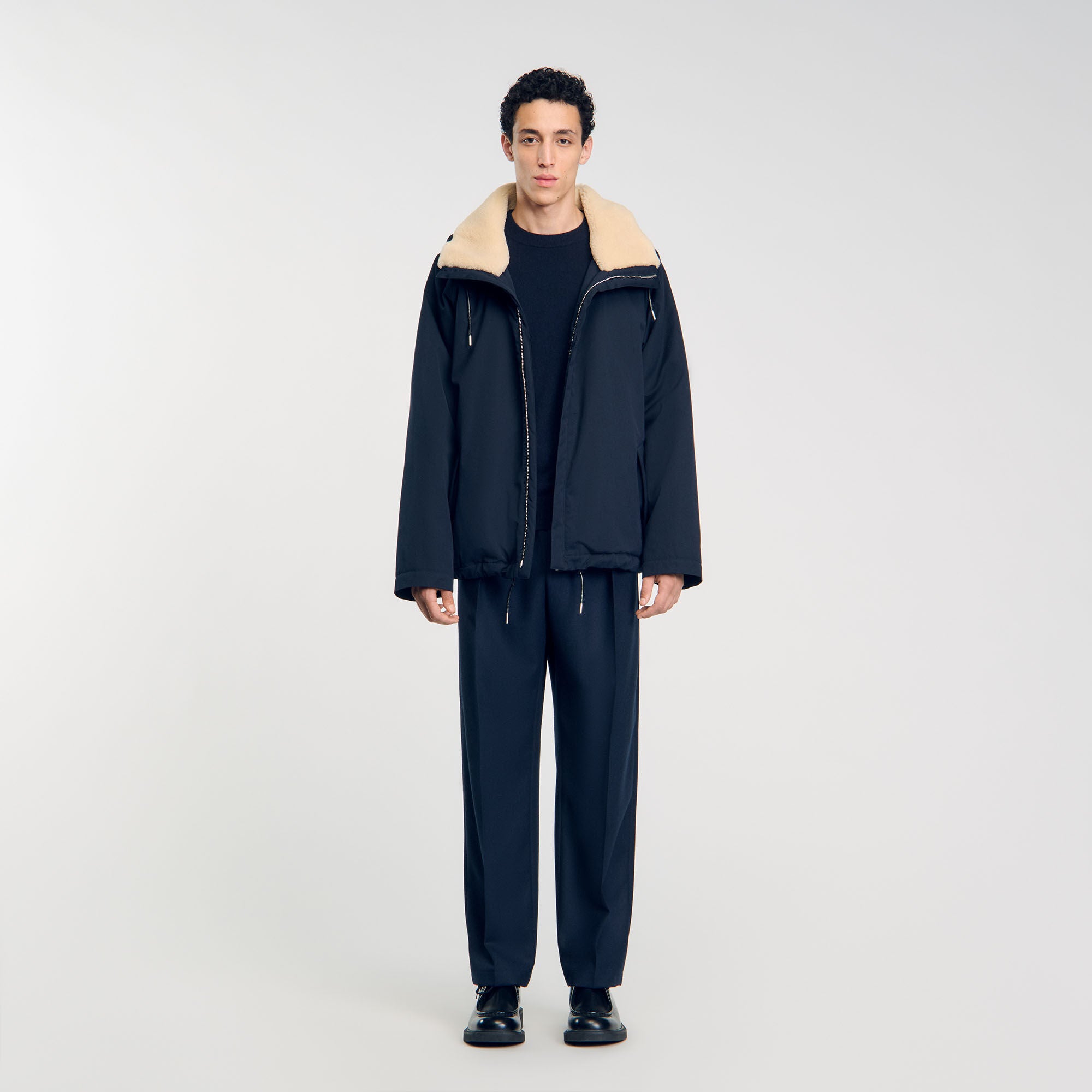 Quilted Cotton Parka Navy Blue