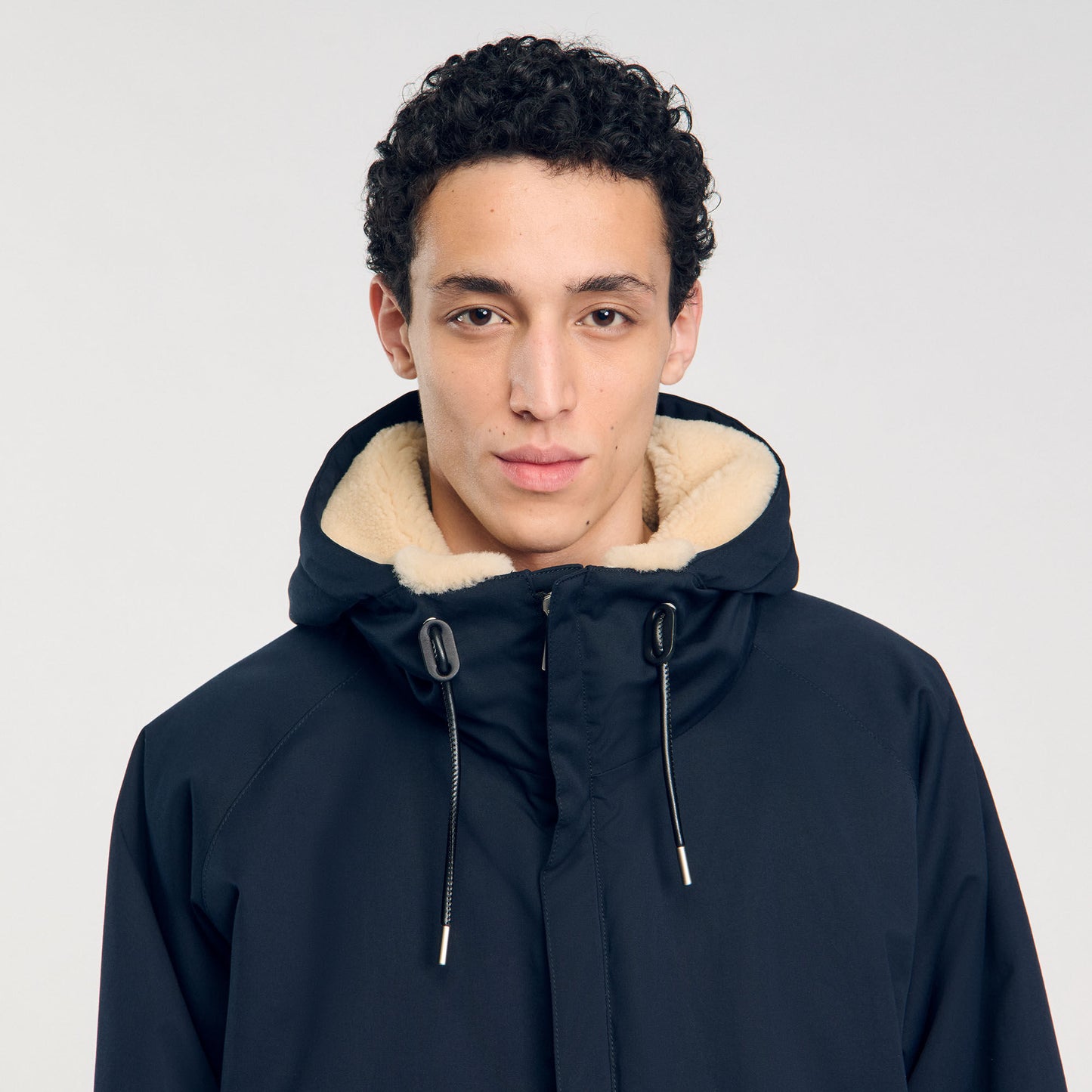 Quilted Cotton Parka Navy Blue