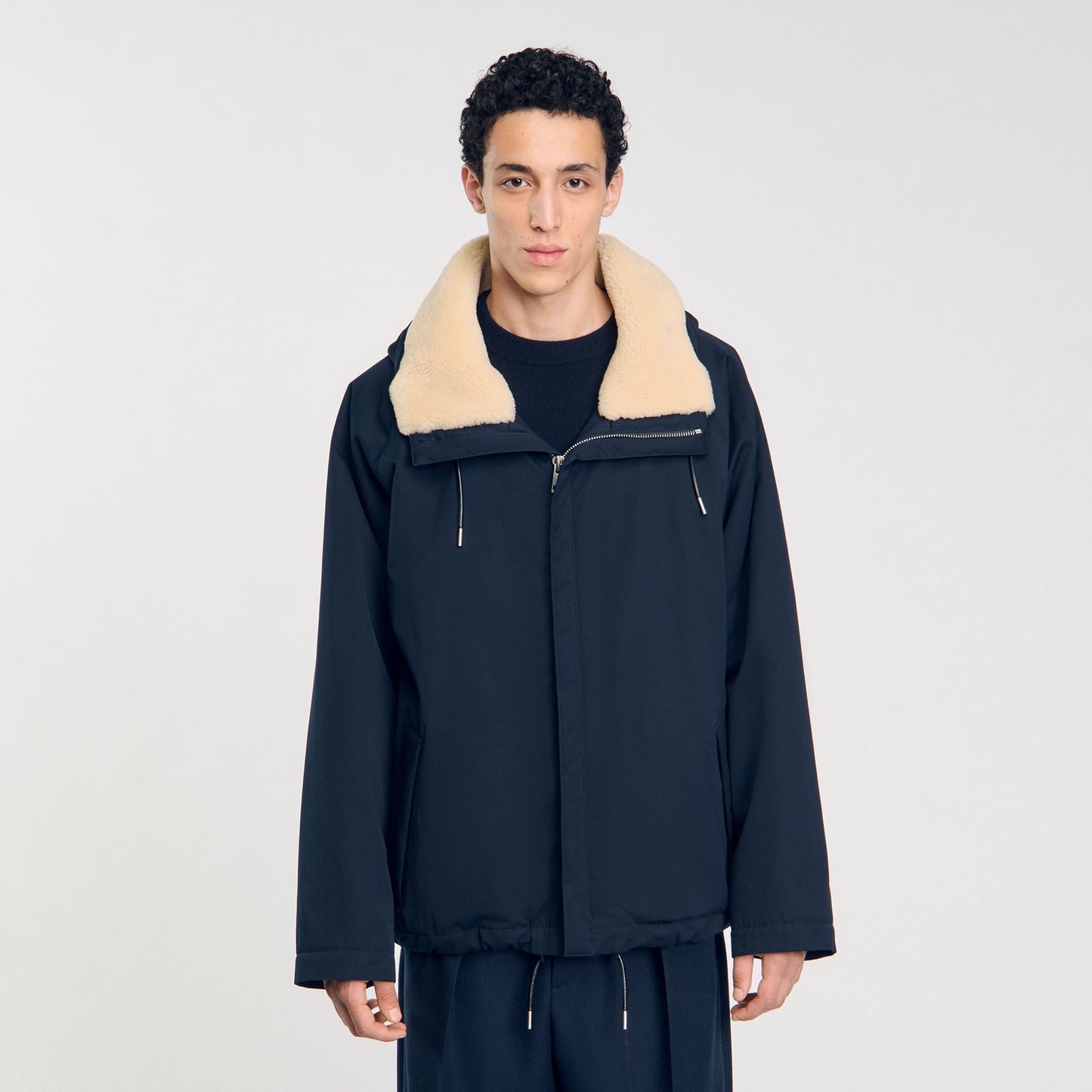 Quilted Cotton Parka Navy Blue